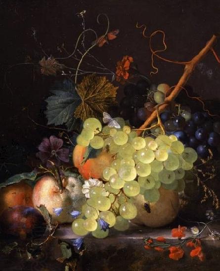 Jan van Huijsum of grapes and a peach on a table top China oil painting art